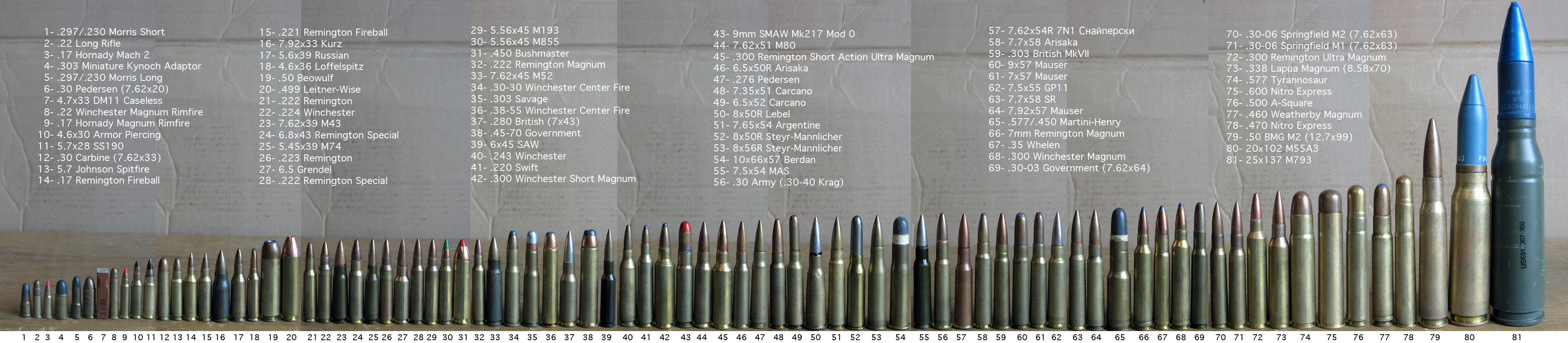 Caliber Chart For Rifles Smallest To Largest