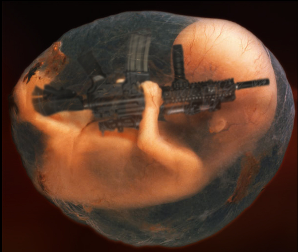 3D ultrasound of baby with AR-15